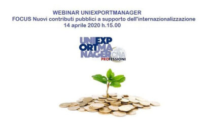 Webinar del 14 Aprile Nuovi contributi pubblici a supporto dell’internazionalizzazione