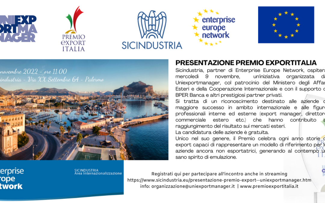 Presentazione del Premio Export Italia a Palermo con Sicindustria